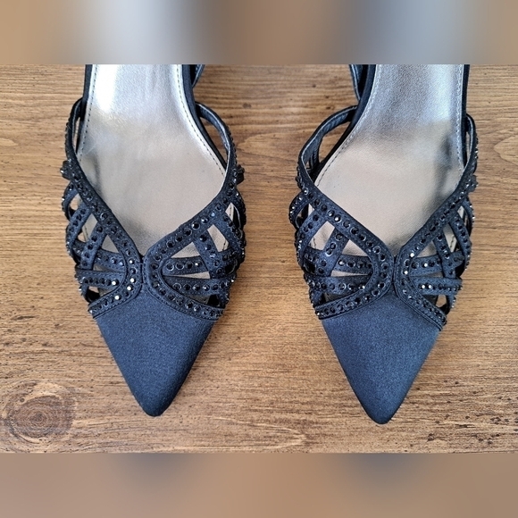 Nina Black Heels with Embellished Straps - Picture 6 of 12